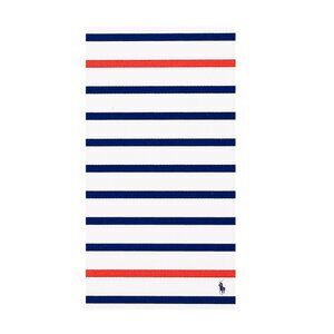 NWT Ralph Lauren Beach Towel, White with Stripe & Pony, Cotton 66" (L) x 35" (W)